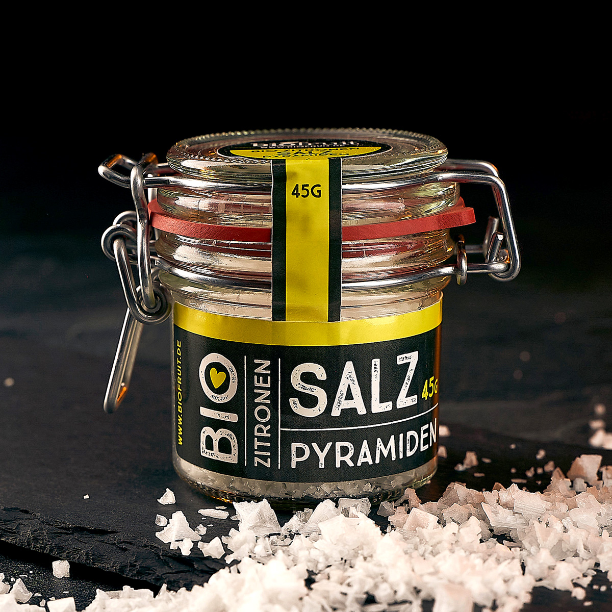 Bio-Salz / Zitronensalz Pyramiden 45g im Bügelglas - Biofruit GmbH
